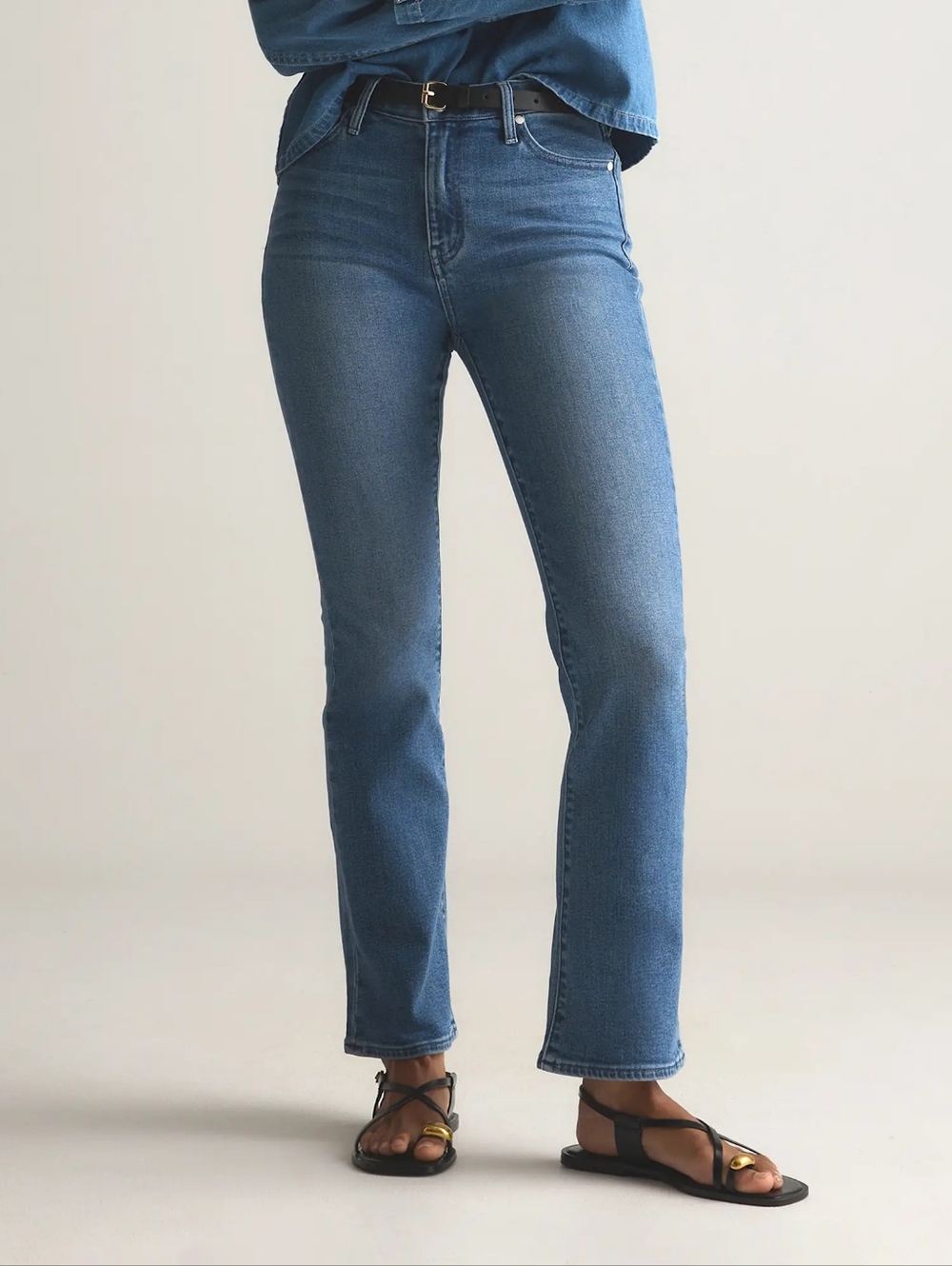 Quince High-Rise Kick Flare Jeans ATLANTIC Blue NWT Size 28 With 30 Inseam